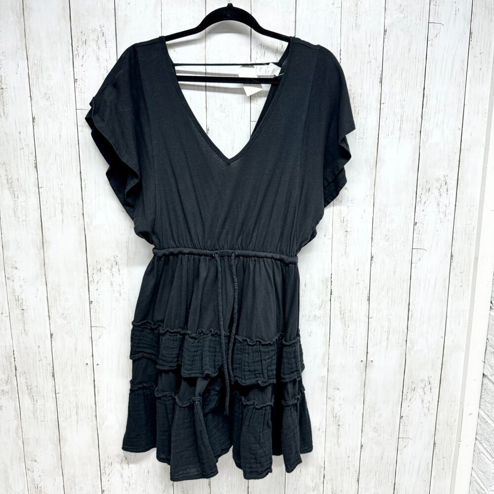Daily Practice by Anthropologie Dress Women Size XS Black Tiered‎ Ruffle Mini